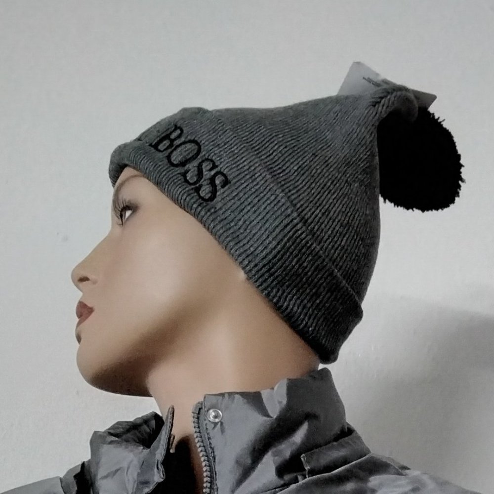 Girl Boss Woman Beanie Grey with Black letters Winter Hat/ Beanie New Inv006